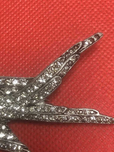 ANTIGUO O VINTAGE RARO FISHEL NESSLER PEDRERÍA TRANSPARENTE Y ROJO GRANDE 3" PIN PÁJARO - Imagen 4 de 7