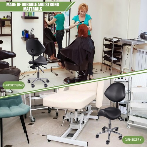 Ergonomic Saddle Stool Hydraulic Swivel Rolling Saddle Chair W/ Backrest - Picture 8 of 20