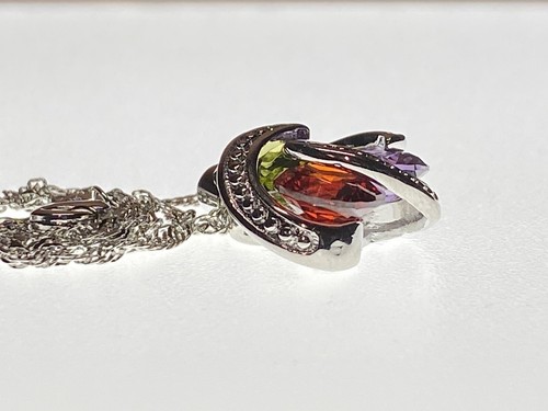Sterling Silver Jewellery Set Pendant Necklace Earrings 925 Topaz Crystal 11.49g - Picture 5 of 20