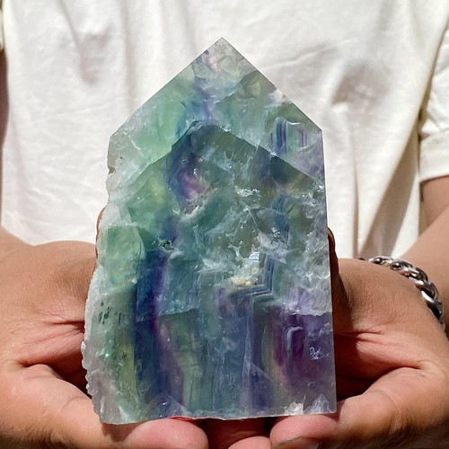 418G Natural quartz repair fluorite crystal energy column - 第 8/12 張圖片