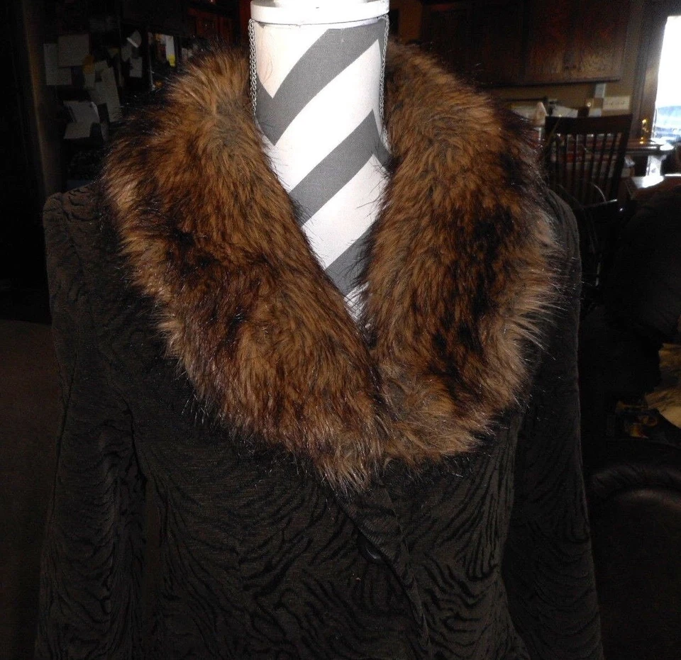 Penny Lane GIACCA Y2K Pequeño Marrón Verde Imitación Piel Tigre Abrigo Largo Steampunk Años 90  Foto 2 de 4