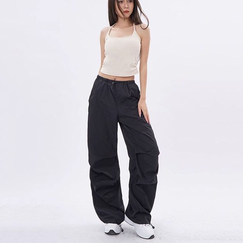 Pantaloni donna larghi gamba larga felpa streetwear moda joggers pantaloni cargo - Foto 2 di 26