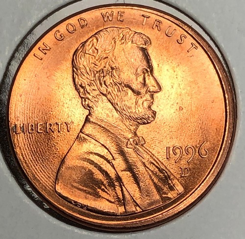 1996 D Lincoln Cent Mint Error Defective Die Concentric Lathe Lines - Picture 2 of 9