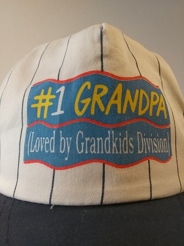 #1 One Grandpa Shoebox Greetings Hat Baseball Cap Striped Made in Taiwan - Picture 3 of 11