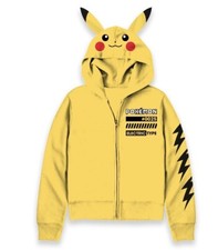 Pokemon Boys' Pikachu Zip-Up Jacket Hoodie Fleece Hooded Sweatshirt XS 4/5