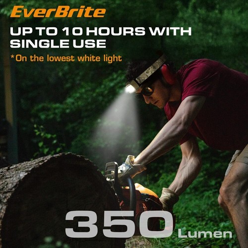 EverBrite 350 Lumen wiederaufladbare LED Stirnlampe rot grün weißes Licht 7 Lichtmodi - Bild 8 von 9