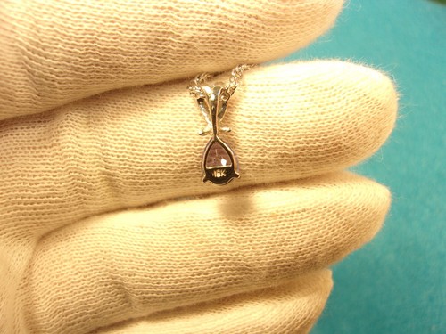 GORGEOUS 18K WHITE GOLD, TANZANITE & DIAMOND TEARDROP PENDANT +STERLING NECKLACE - Picture 12 of 15
