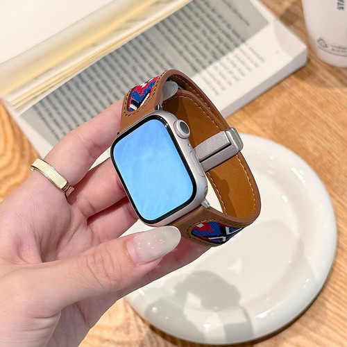 38/44/45/49mm Band For Apple Watch Ultra 2 4 5 6 7 8 9 SE Ethnic Leather Strap - Picture 9 of 16