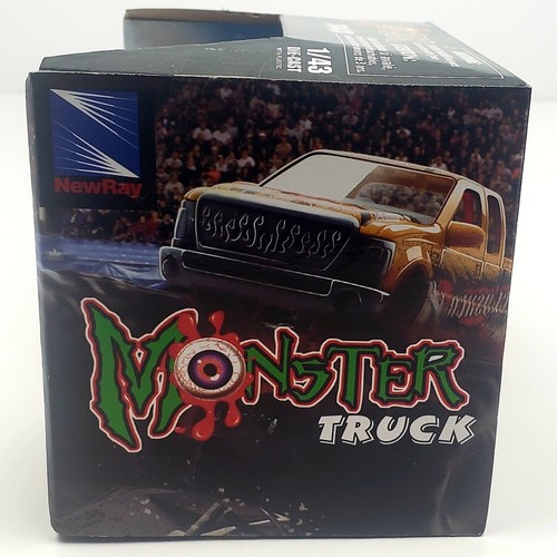 New Ray Black Hot Wheels Monster Jam Truck w/Yellow Flames 1:43 Scale - Picture 6 of 9