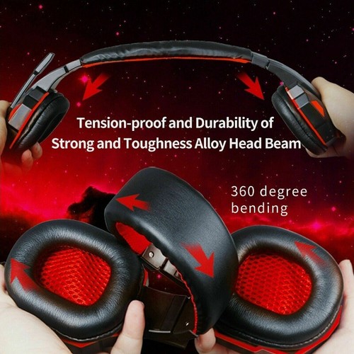 Luminated Wired Gaming Professional Headset Headset Led PC Laptop XBOX ONE New - Picture 16 of 26