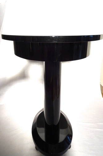 Art Deco Ovalen Beistelltisch Schwarzlack - Bild 2 von 4