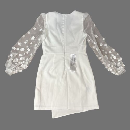 BCBG BCBGMAXAZRIA Illusion Mini Abito Pizzo Floreale - Donna Taglia 8 - Bianco sporco - Foto 4 di 10
