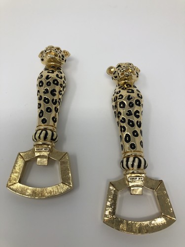 St. John Jaguar Bottle Opener St. gold and black jaguar spots with "Emerald' - Picture 5 of 12