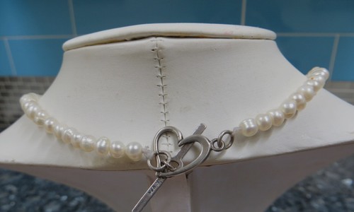 925 Silver White Freshwater Cultured Baroque Pearl Choker Necklace - Picture 13 of 14