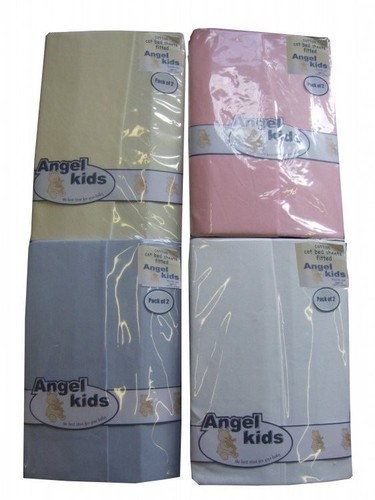 FITTED COT BOYS/GIRLS FITTED SHEETS 100% COTTON PACK OF 2 BABY NURSERY BEDDING - Picture 1 of 5