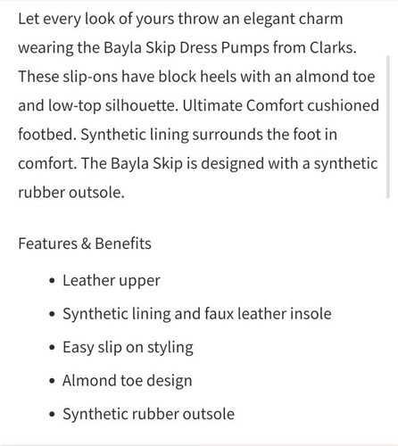 Clarks Bayla Skip Pumps schwarz Leder eleganter Absatz Größe 7,5M neu 99 $ - Bild 4 von 14