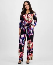 I.n.c. International Concepts Printed Surplice-Neck Jumpsuit- Alana Garde-PL