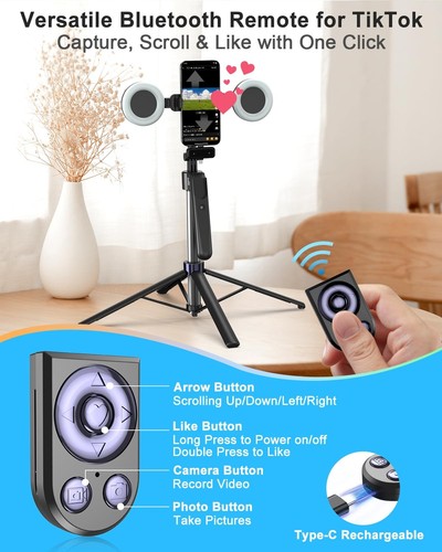 Vlogging Kit for iPhone, Content Creator Essentials with 63”Face Tracking Tri... - Picture 5 of 8