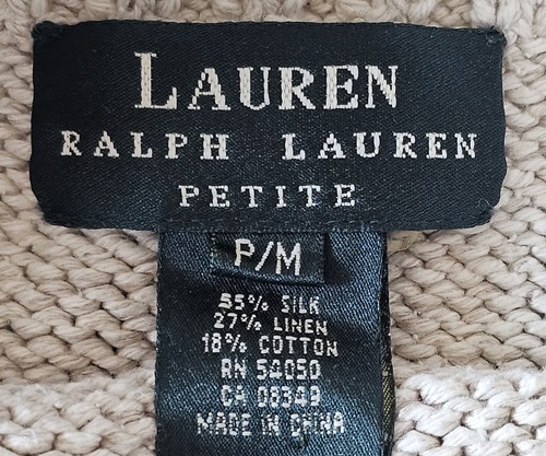 Maglione vintage anni 90 Ralph Lauren donna medio petite marrone seta lino collo barca - Foto 2 di 5