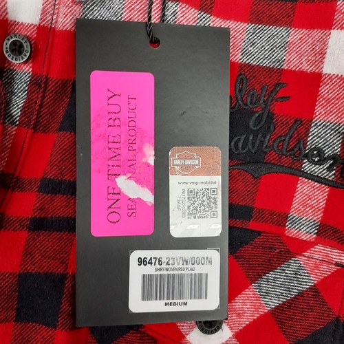 Neu mit Etikett Harley Davidson 96476-23VW kariertes Flanellhemd Retro Schriftschrift Medium für Damen - Bild 12 von 18