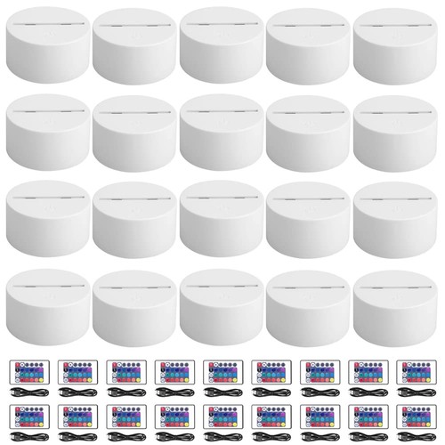 20-Pack 3D Night LED Light Lamp Base, Large Size Base Includes Remote Control...