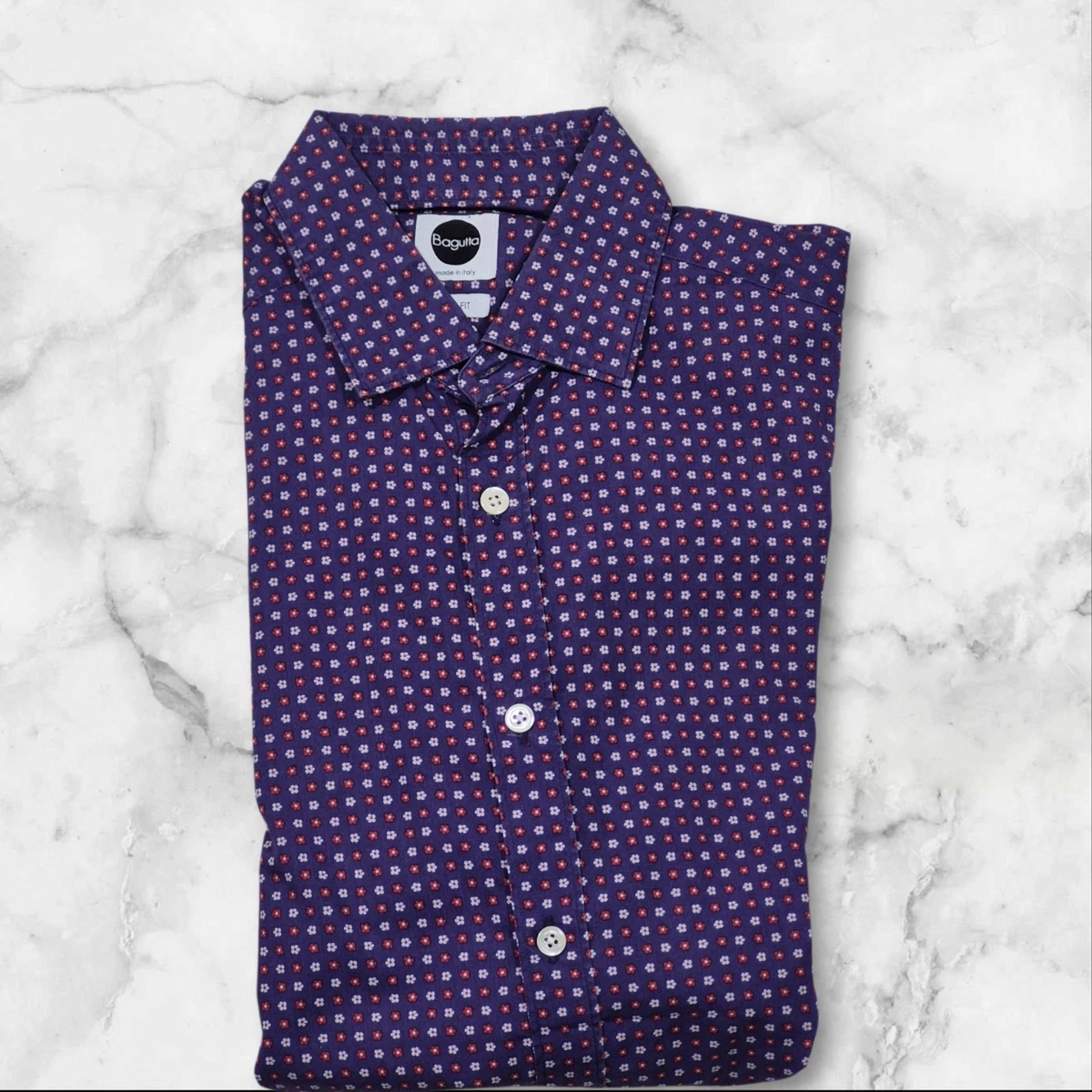 Camicia Uomo Cotone a Fiori Slim Fit Manica Lunga Fantasia Floreale Sartoriale e