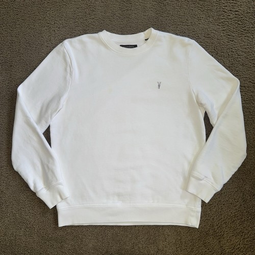 All Saints Sweater Mens Medium White Crewneck Designer 100% Cotton Grunge Y2K - Picture 1 of 7