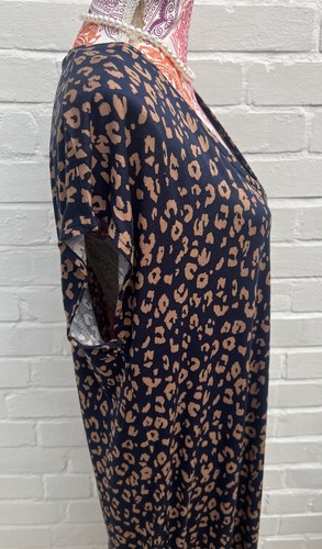 Neu M&S langes Kleid Large Beachwear Reise marineblau braun Kaftan Überwurf - Bild 3 von 11