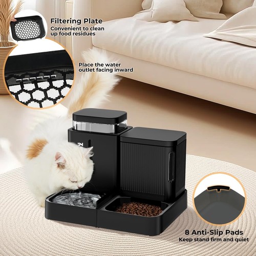 Gravity Cat Feeder and Water Dispenser, 2 in 1 Automatic Cat Feeder with 180 ... - Picture 3 of 7