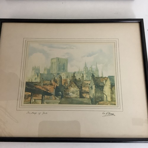 GEORGE H DOWNING Vintage Print Lot x2 Framed Strung Glazed Signed Views Of York - Picture 3 of 24
