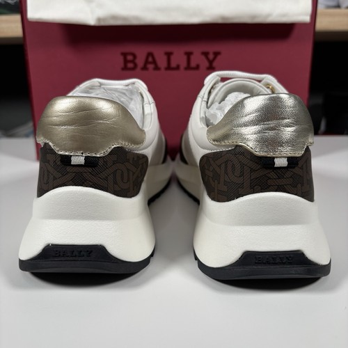 Gr. 6,5 Bally niedrige Monogramm-Sneaker abgesetzt weiß braun neu Damen - Bild 6 von 10