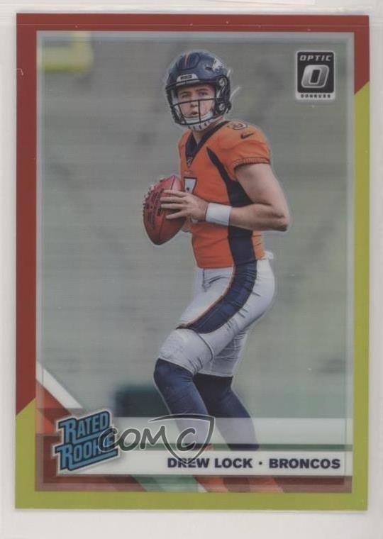 2019 Panini Donruss Optic Rated Rookie Red & Yellow Prizm Drew Lock #153 o8g