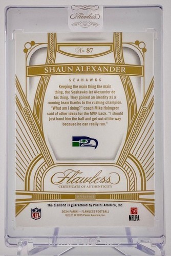 Seahawks Shaun Alexander 2024 Panini Flawless No.87 #03/10 Diamond Single Card - Bild 2 von 2