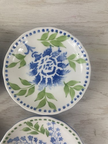 4 Isabelle de Borchgrave Marshall Field's Floral Mini Teller blaue Blumenschablone - Bild 3 von 12