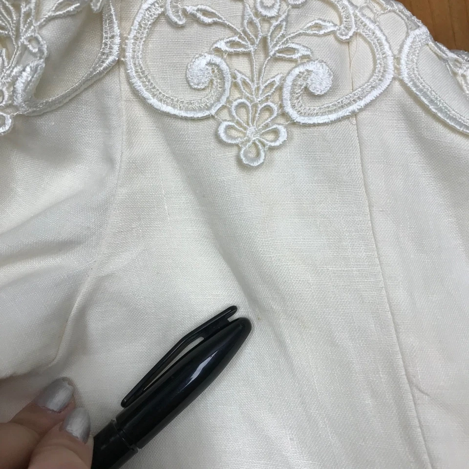 Vestido De Colección Jessica McClintock Marfil Encaje Hombro Frío Lazo Espalda Talla 10 Formal Foto 4 de 4