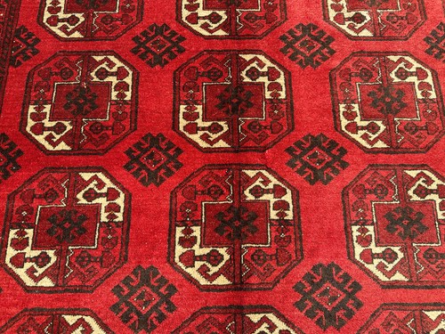 Tappeto turkmeno vintage 6'6 x 8'8 - tappeto afgano Kunduzi lana rosso nomade fatto a mano - Foto 6 di 14