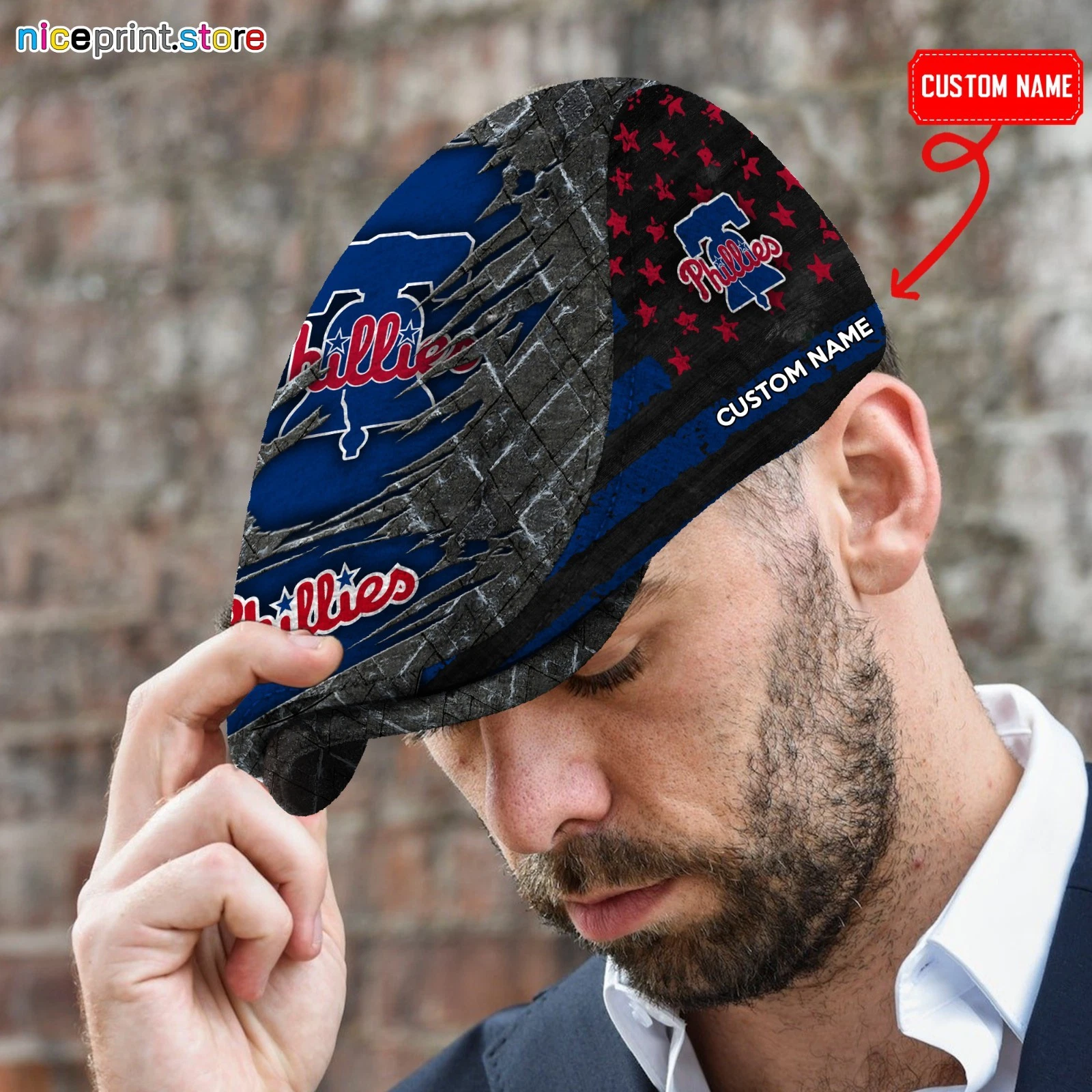 Philadelphia Team Phillies Jeff Cap Custom Jeff Cap Driving Cap Golf Cap