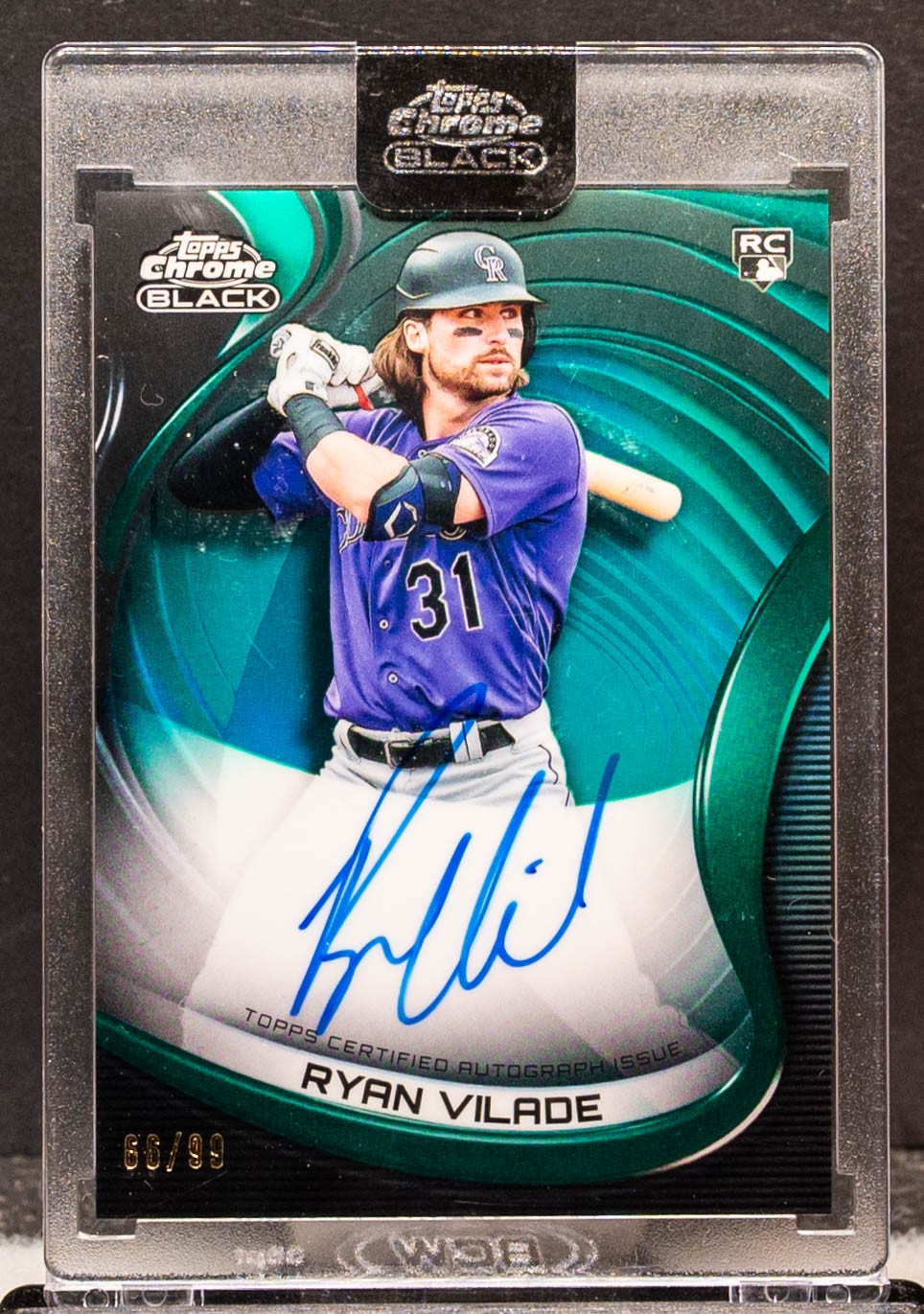 Ryan Vilade 2022 Topps Chrome Black Green Refractor RC Auto 66/99 Rockies