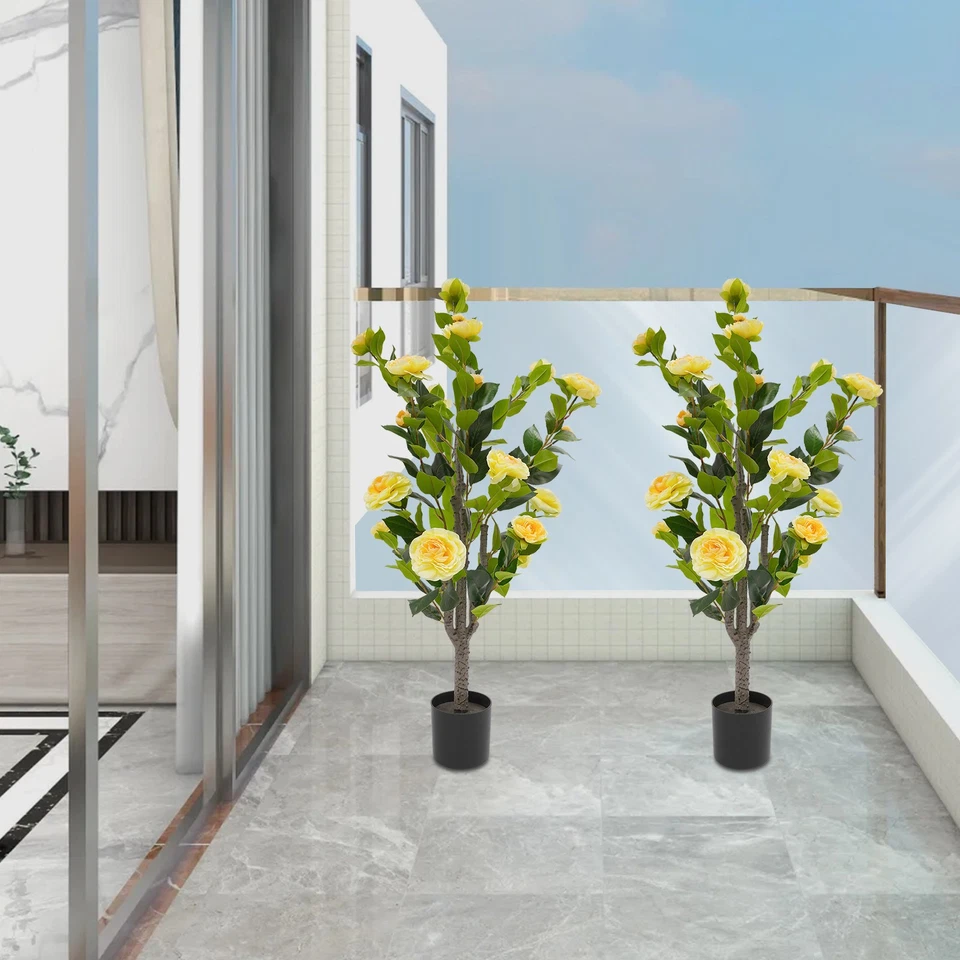 2 шт. искусственные чайные розы украшения для домашних растений с 20 желтыми цветами каждая деталь - Изображение 2 из 4