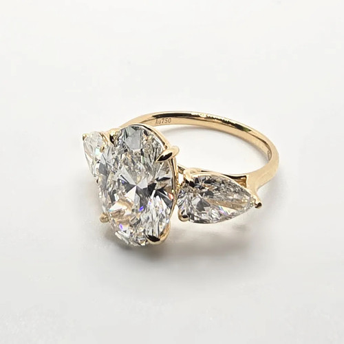 Trilogiering 6,41 kt ovaler & im Birnenschliff im Labor gezüchteter Diamant – 18 K Gelbgold IGI - Bild 2 von 9