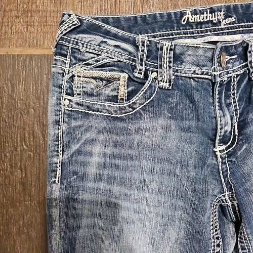 Jeans Amathyst Juniors Talla 7 Alto Tiro Bajo Elástico Denim 28x34 - Imagen 4 de 14