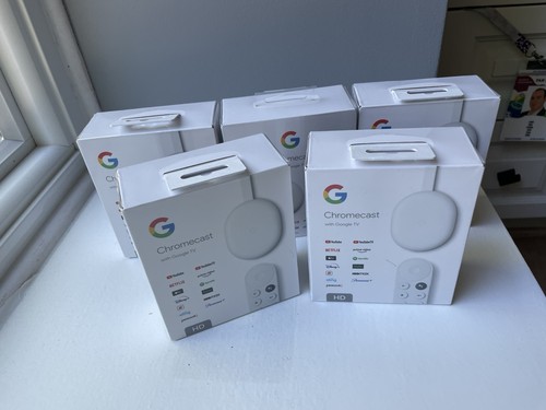 5x brand new - Google Chromecast with Google TV Media Streamer HD - Snow