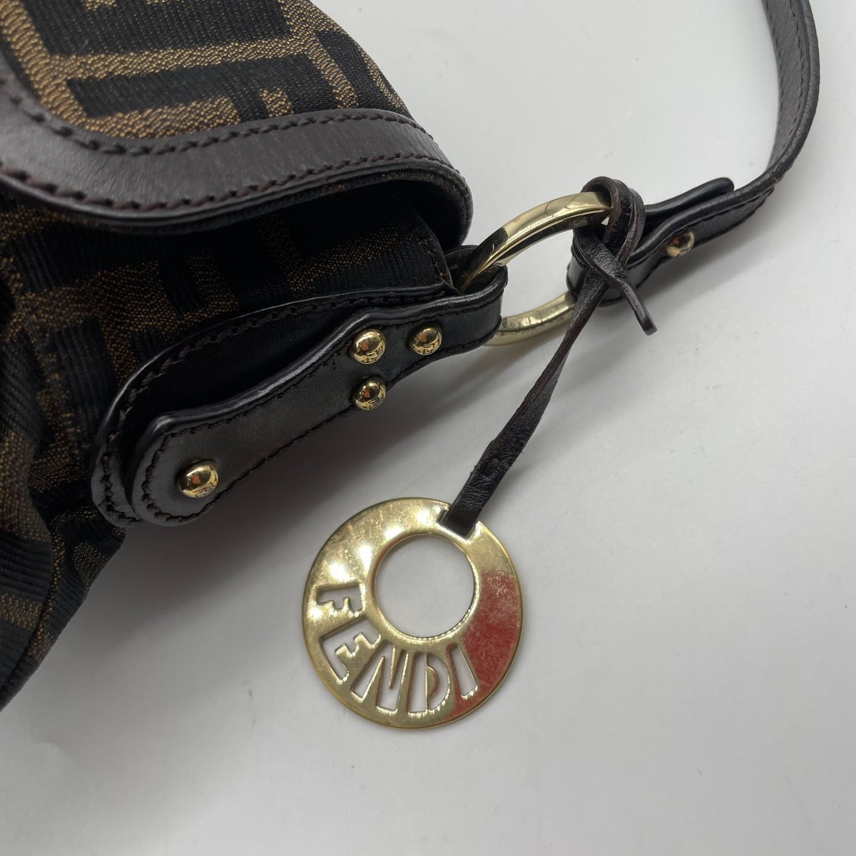FENDI Chef bag Zucca Hobo Shoulder bag FF logo Handbag Leather 
