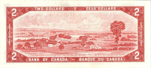 VINTAGE CANADA BANKNOTE 1954 2 DOLLAR PREFIX UG NO441 - Picture 2 of 2