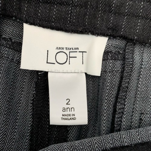 Ann Taylor LOFT Hose Damen Gr. 2 ANN Nadelstreifen schwarz Hose breiter Bund - Bild 2 von 6