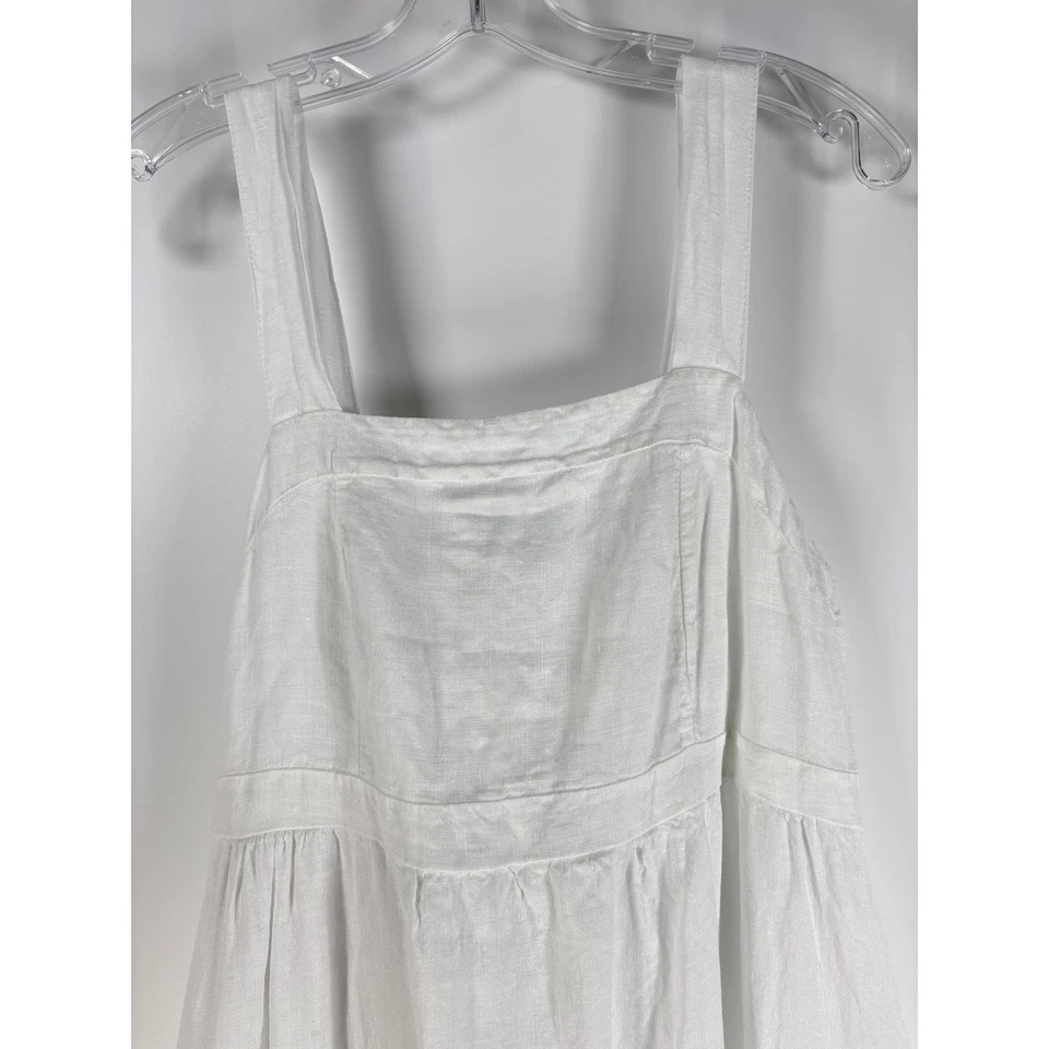 Vestido Francesca Bettini Italiano Mujer XL Fresco Blanco Lino Maxi Costero Playa Foto 3 de 4