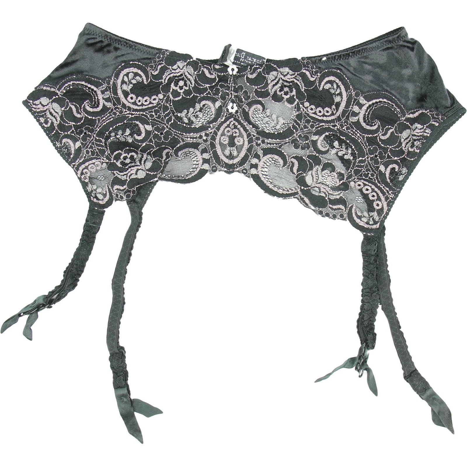 Porte jarretelles vintage Christian Dior Intimates noir rose dentelle 