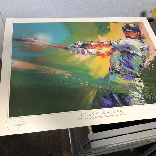 Colorado Rockies Larry Walker signed Print By Malcom Farley 1998