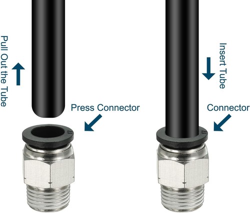 PATIKIL 12mm x 3/8"NPT Außengewinde Push to x 3/8"NPT, silber - Bild 5 von 6