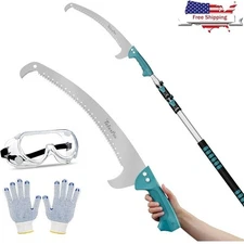 Extendable Pole Saw 16 Inch Blade 12ft Reach Pruning Tool Durable Aluminum New